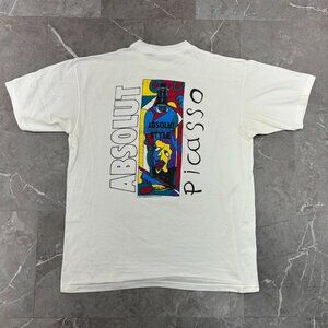90s Vintage Pablo Picasso Graphic Tee Mens XL Absolut Vodka Art Shirt